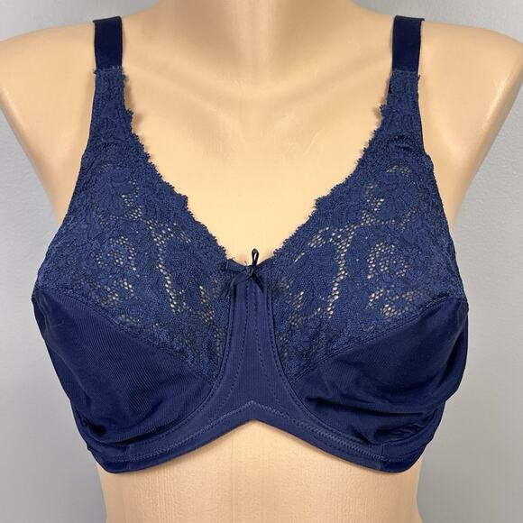 Lilyette by Bali Minimizer Comfort Lace Underwire Bra Size 34DD Blue 0428 - Picture 1 of 10